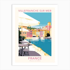 Villefranche Sur Mer, France, Flat Pastels Tones Illustration 3 Poster Art Print