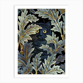 Black Cat Print William Morris Wall Art Poster Black Cat Floral Art Print