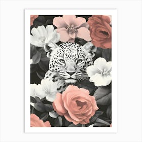 Leopard In Roses 1 Art Print