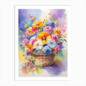 Basket Of Flowers 5 Art Print
