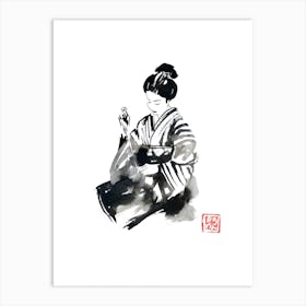 Sewing Geisha Art Print