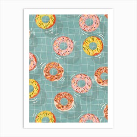 Pool Party Donuts Art Print