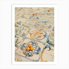 Oranges On Tile 1 Art Print