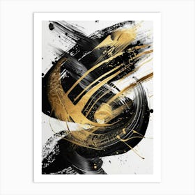 Gold And Black Abstract Painting 42 Art Print