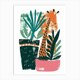 Giraffes In Pots Art Print