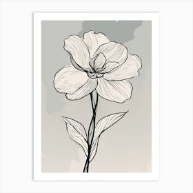 Daffodils Line Art Flowers Illustration Neutral 1 Art Print