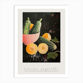 Courguette & Vegetables In A Bowl Art Deco Style Poster Art Print