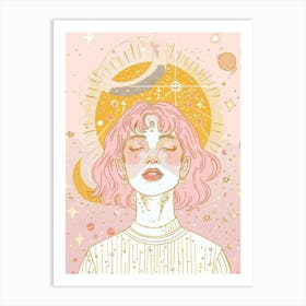 Natural women moon pastel Art Print