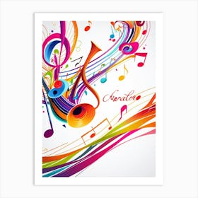 Colorful Music Background Vector Art Print