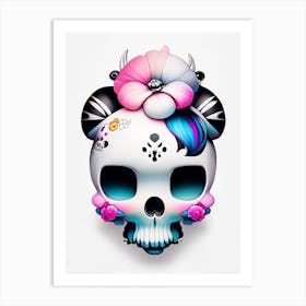 Skull With Tattoo Style Artwork 1 Primary Colours Kawaii Art Print