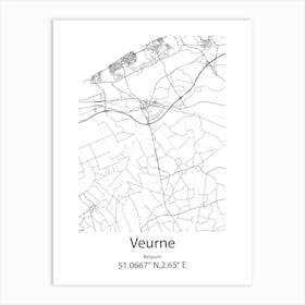 Veurne,Belgium Minimalist Map Art Print