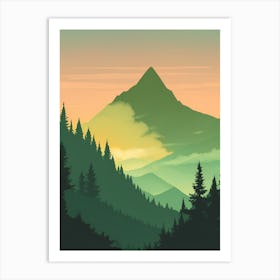 Misty Mountains Vertical Composition In Green Tone 45 Art Print