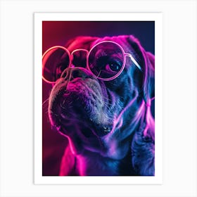 Beautiful Dog Under Neon Lights 11 Art Print