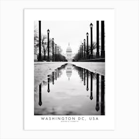 Poster Of Washington Dc, Usa, Black And White Analogue Photograph 2 Art Print