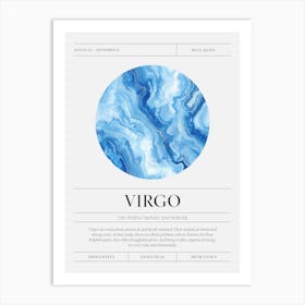 Virgo Zodiac Sign, Blue Agate Birthstone Crystal Gem Art Print