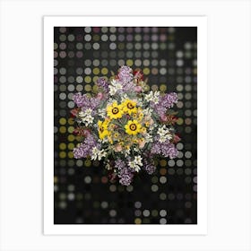 Vintage Coreopsis Elegans Flower Wreath on Dot Bokeh Pattern n.0676 Art Print