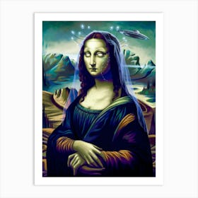 Alien Mona Lisa Galaxy Beauty Art Print