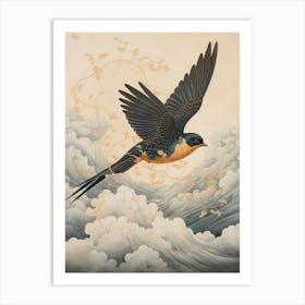 Barn Swallow 1 Gold Detail Painting Art Print