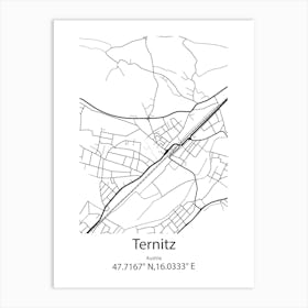 Ternitz,Austria Minimalist Map Art Print