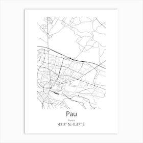 Pau,France Minimalist Map Art Print