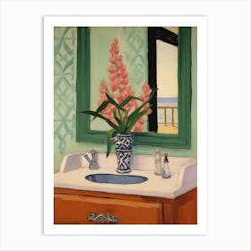 Bathroom Vanity Painting With A Gladiolus Bouquet 4 Art Print