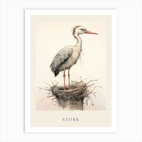 Beatrix Potter Inspired  Animal Watercolour Stork 2 Art Print
