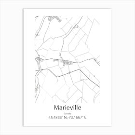 Marieville,Canada Minimalist Map Art Print