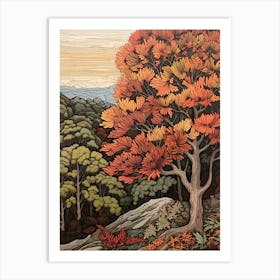 American Chestnut 1 Vintage Autumn Tree Print  Art Print