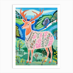 Maximalist Animal Painting Deer 1 Art Print