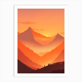 Misty Mountains Vertical Composition In Orange Tone 299 Art Print