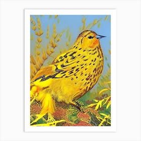 Yellowhammer Pointillism Bird Art Print