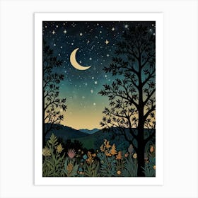 Night In The Woods Style William Morris 2 Art Print Art Print