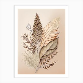 Cypress Leaf Earthy Line Art Art Print