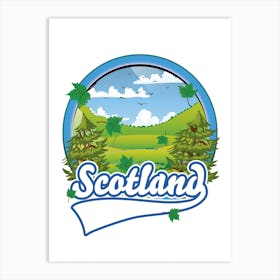 Scotland travel logo cartoon Art Print