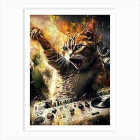 Cat Dj music 2 Art Print