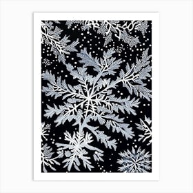 Fernlike Stellar Dendrites, Snowflakes, Linocut 1 Art Print