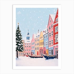Copenhagen Denmark Travel Christmas Painting Art Print