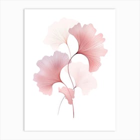 Pink Ginkgo Leaves 3 Art Print