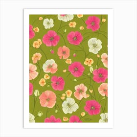 Sweet Pea Repeat Retro Flower Art Print