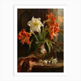 Baroque Floral Still Life Amaryllis 1 Art Print