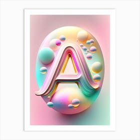 A, Alphabet Bubble Rainbow 2 Art Print