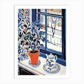 The Windowsill Of Chicago   Usa Snow Inspired By Matisse 2 Art Print