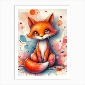 Cute Fox Cub Painting Art Print