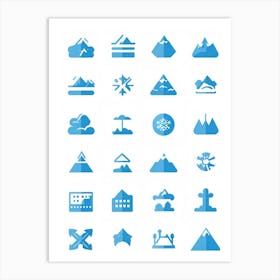 Aesthetic Vector Icons Categorized Into Severally Distinct Weather And Travel Symbols Dominating T (1) Art Print