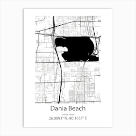 Dania Beach,United States Minimalist Map Art Print