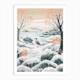 Winter Bird Painting Pigeon 1 Art Print