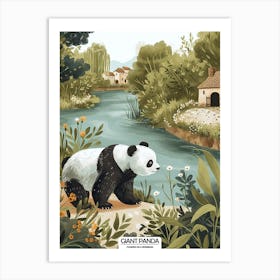 Giant Panda Standing On A Riverbank Poster 13 Art Print