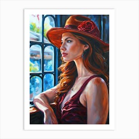 Woman In A Red Hat Art Print