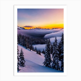 Tignes, France Sunrise Skiing Poster Art Print