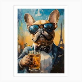 Whimsical Frenchies At The Bar 16 Art Print